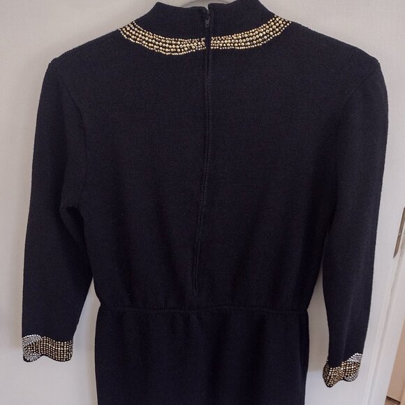 St John Evening Black Beaded Knit Dress - Picture 7 of 8